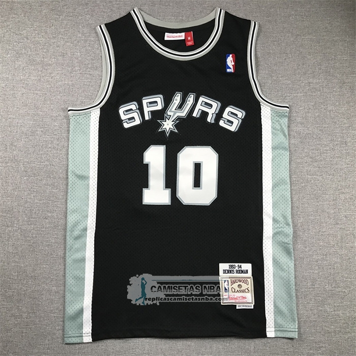 Camiseta San Antonio Spurs Dennis Rodman NO 10 Mitchell & Ness 1993-94 Negro